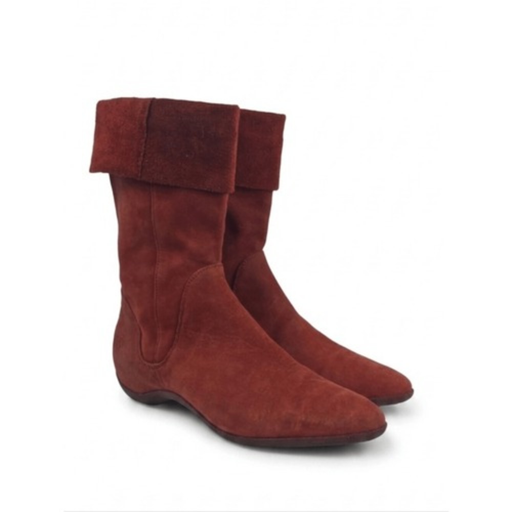 John Fluevog Power Up Red Suede Leather Women's Boots Size 8.5